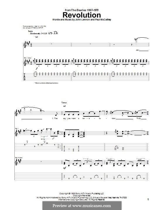 Revolution (The Beatles): For guitar with tab by John Lennon, Paul McCartney