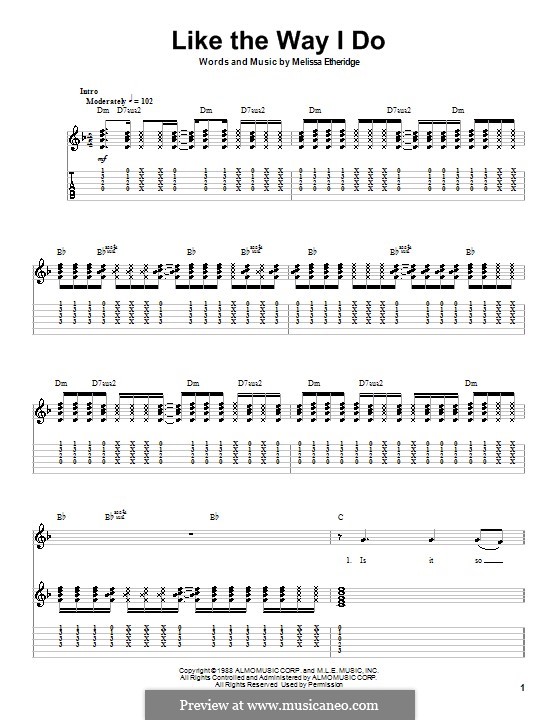 Like the Way I Do: For guitar with tab by Melissa Etheridge