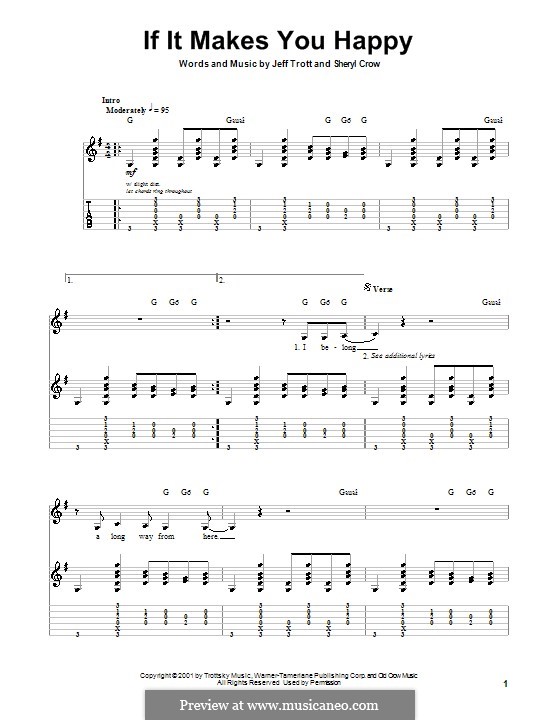 If It Makes You Happy: For guitar with tab by Jeffrey Trott, Sheryl Crow