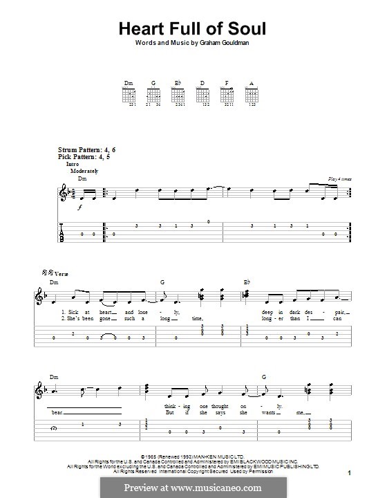 Heart Full of Soul (The Yardbirds): For easy guitar by Graham Gouldman