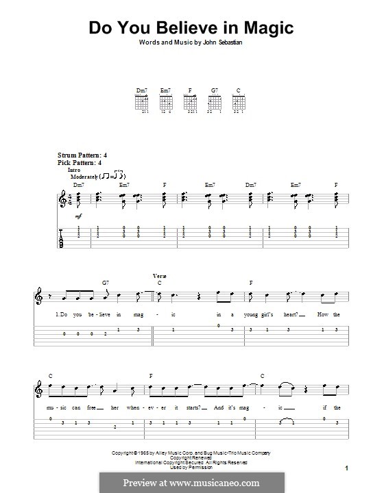 Do You Believe In Magic (The Lovin' Spoonful): For easy guitar with tab by John B. Sebastian