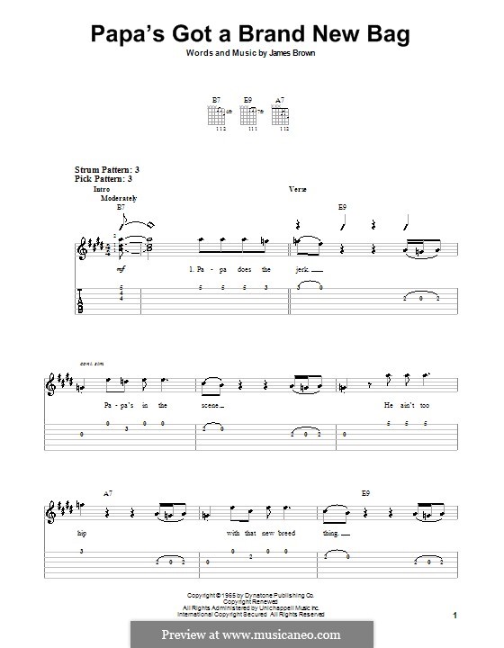 Papa's Got a Brand New Bag by J. Brown sheet music on MusicaNeo