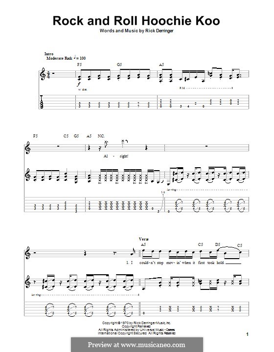 Rock and Roll Hoochie Koo: For guitar with tab by Rick Derringer