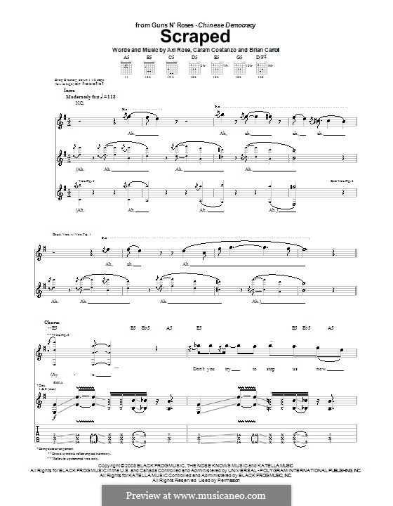 Scraped (Guns N' Roses): For guitar with tab by W. Axl Rose, Brian Carroll, Caram Costanzo