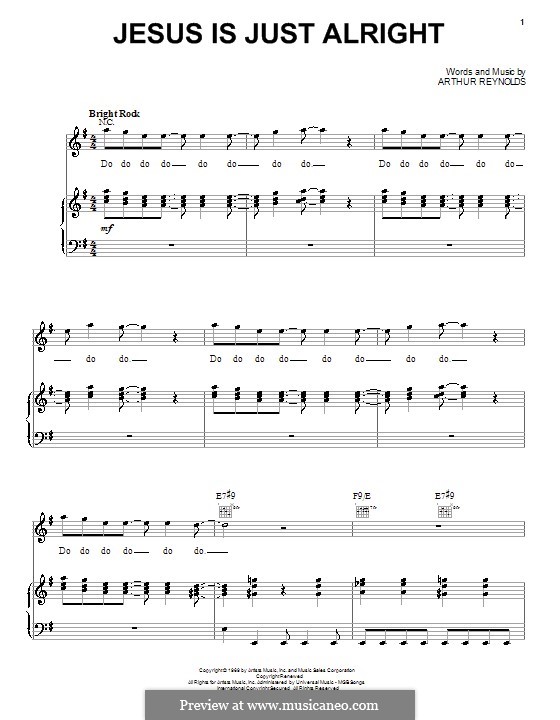 Jesus Is Just Alright: For voice and piano (or guitar) by Arthur Reynolds