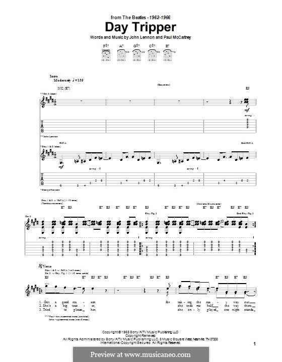 Instrumental version: For guitar with tab by John Lennon, Paul McCartney