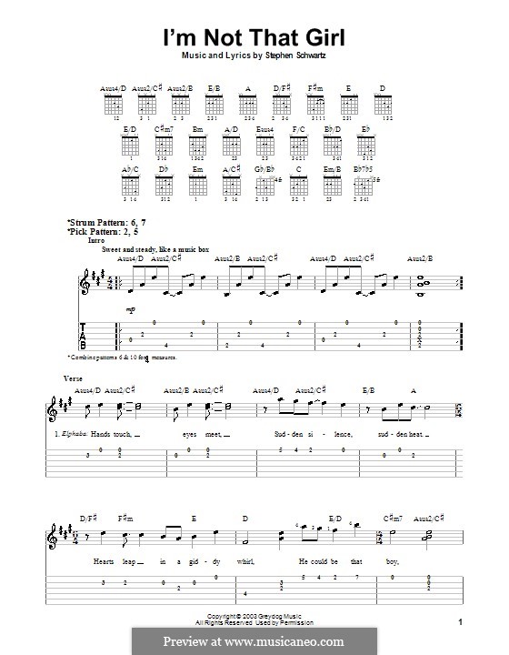 I'm Not That Girl (from Wicked): Easy guitar tab by Stephen Schwartz