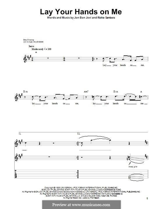 Lay Your Hands on Me (Bon Jovi): For guitar with tab by Jon Bon Jovi, Richie Sambora