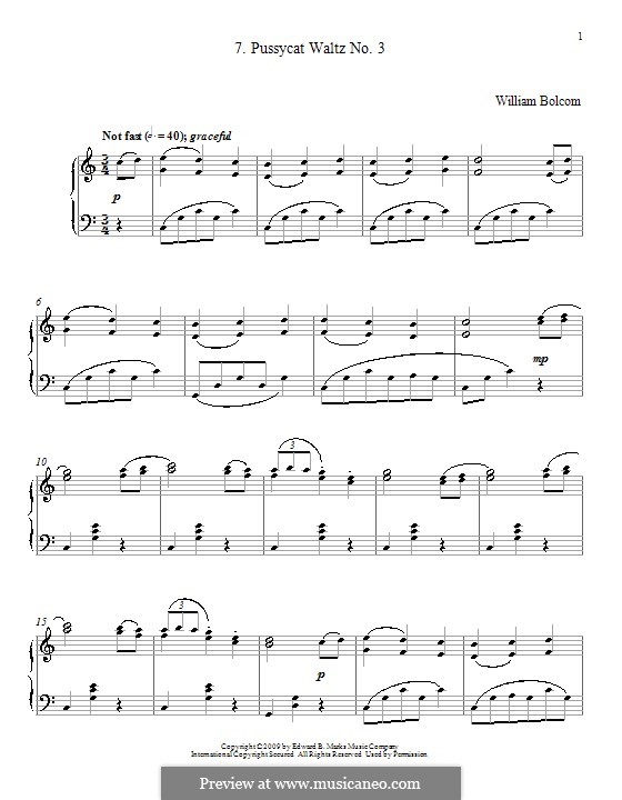Pussycat Waltz No.3: For piano by William Bolcom