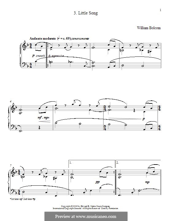 Little Song: For piano by William Bolcom