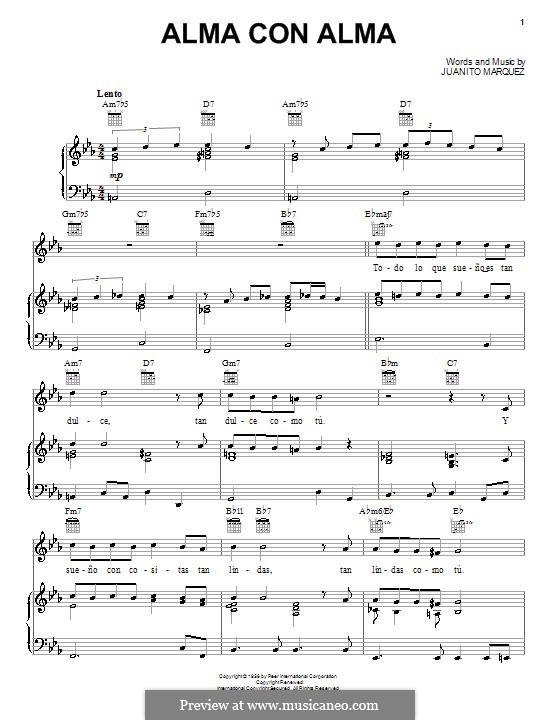 Alma con Alma: For voice and piano (or guitar) by Juanito Marquez