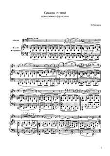 Sonata for Violin and Piano in B Minor: Score, solo part by Ottorino Respighi
