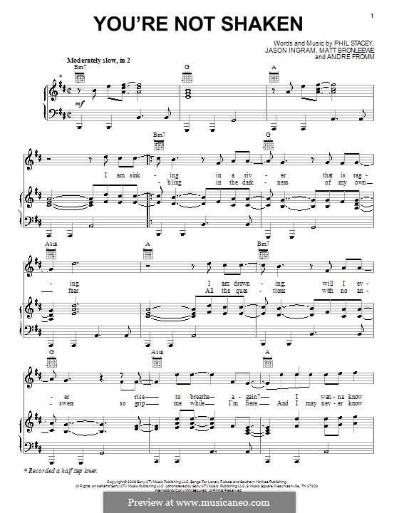 You're Not Shaken (Phil Stacey): For voice and piano (or guitar) by Andrew Fromm, Jason David Ingram, Matt Bronleewe