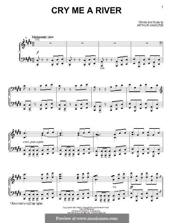 Cry Me a River: For voice and piano or guitar (Michael Buble) by Arthur Hamilton