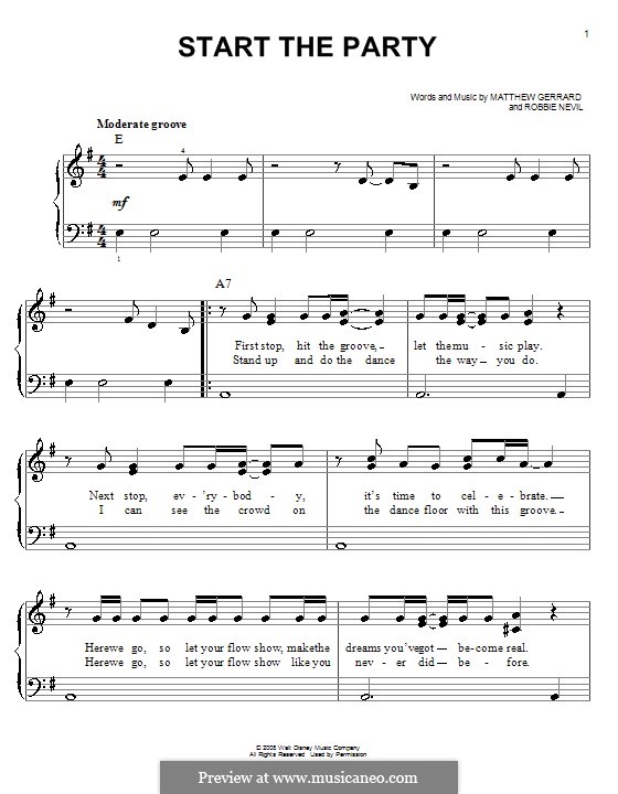 Start the Party (Jordan Francis): For easy piano by Matthew Gerrard, Robbie Nevil