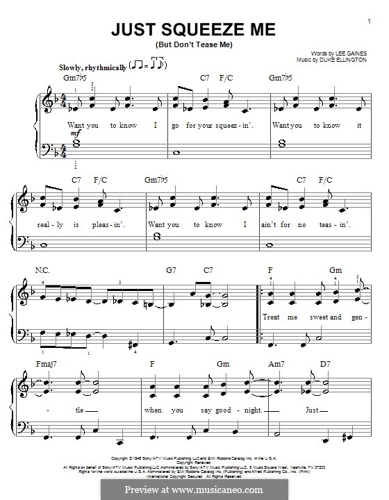 Just Squeeze Me (But Don't Tease Me): For easy piano by Lee Gaines
