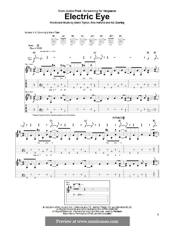 Electric Eye (Judas Priest): For guitar with tab by Glenn Tipton, K. K. Downing, Robert Halford