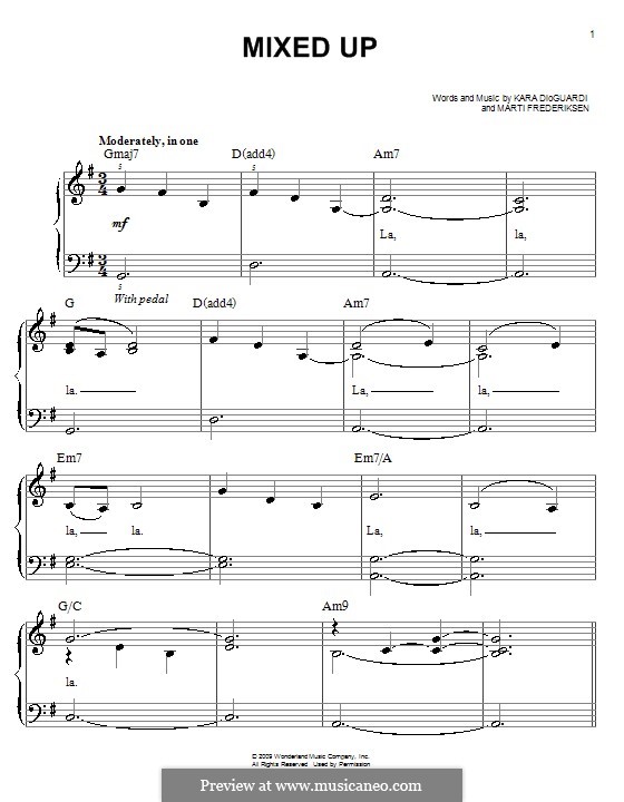 Mixed Up (Hannah Montana): For easy piano by Martin Frederiksen