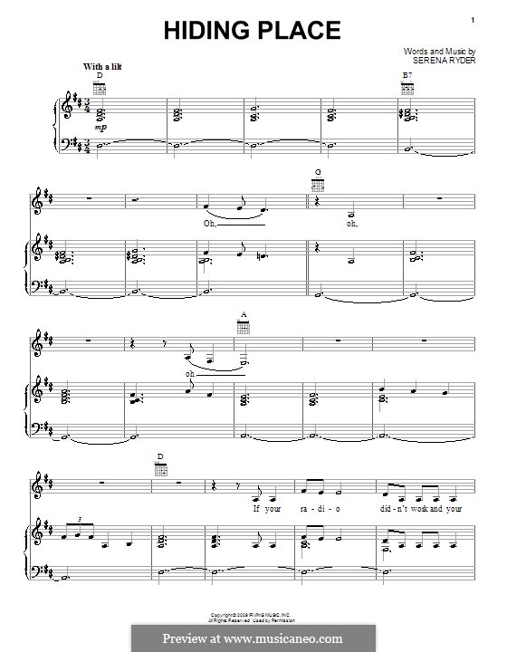 Hiding Place by S. Ryder - sheet music on MusicaNeo