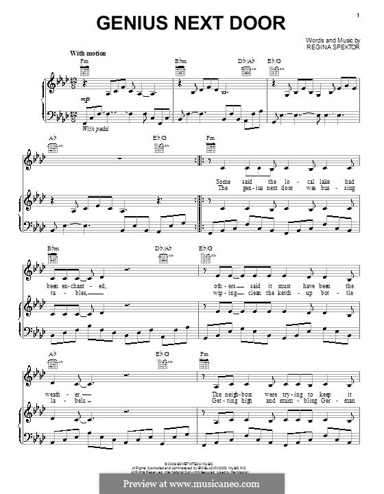 Genius Next Door: For voice and piano (or guitar) by Regina Spektor
