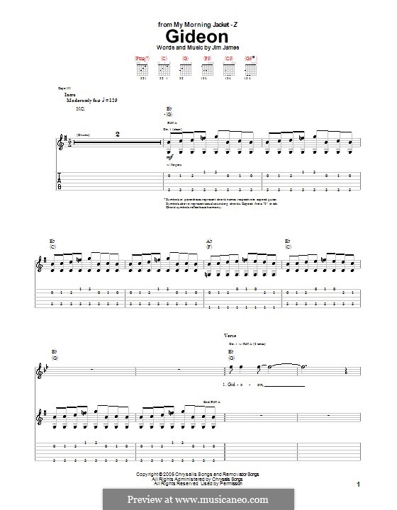 Gideon (My Morning Jacket): For guitar with tab by Jim James