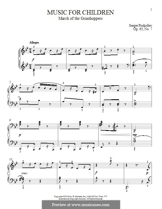 Music for Children, Op.65: No.7 March of the Grasshoppers by Sergei Prokofiev