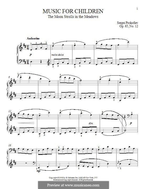 Music for Children, Op.65: No.12 The Moon Strolls in the Meadows by Sergei Prokofiev
