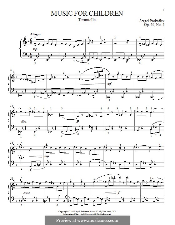 Music for Children, Op.65: No.4 Tarantella by Sergei Prokofiev
