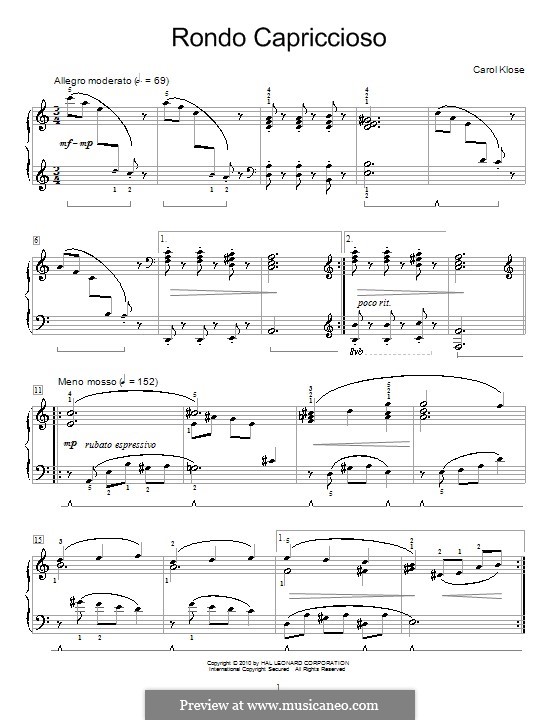 Rondo Capriccioso: For piano by Carol Klose