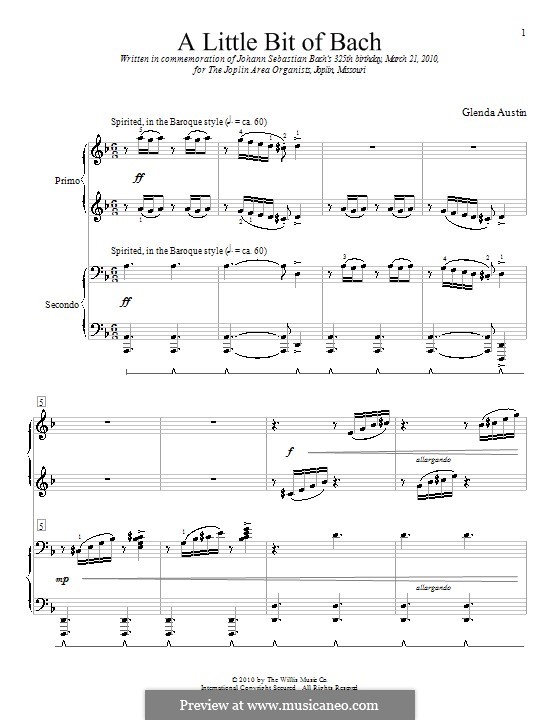 A Little Bit of Bach: For piano by Glenda Austin