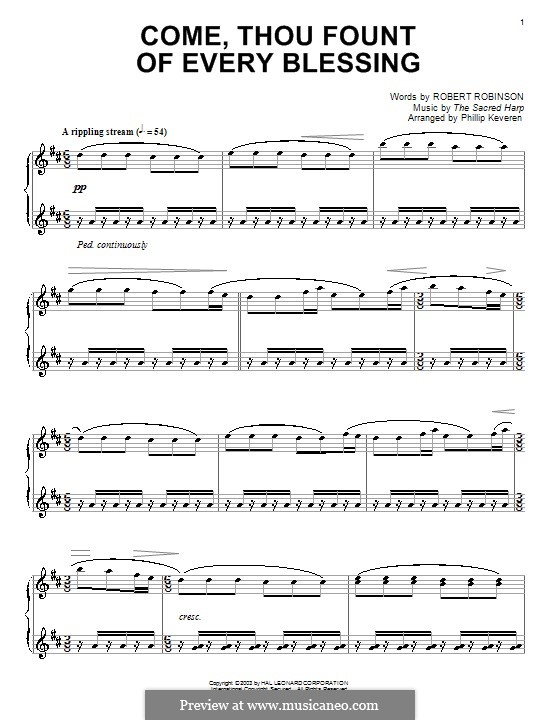 Come, Thou Fount of Every Blessing: For piano by John Wyeth