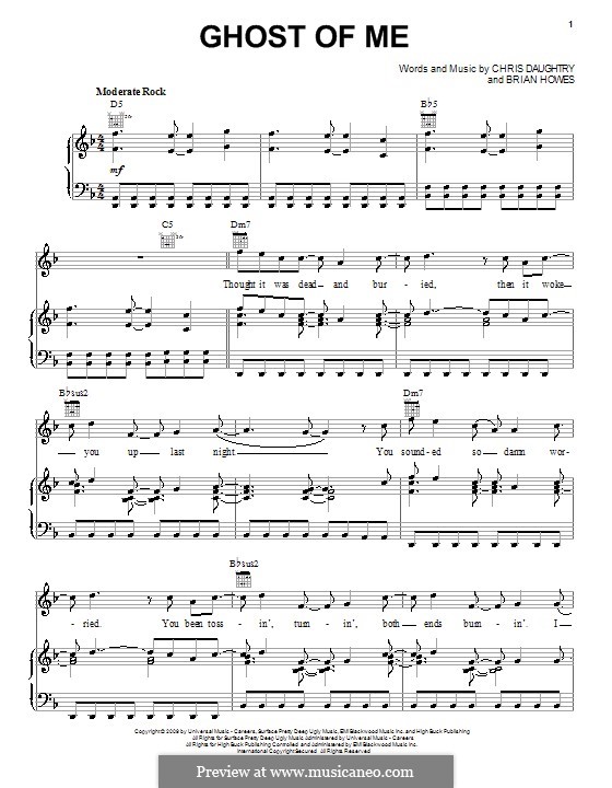 Ghost of Me (Daughtry): For voice and piano (or guitar) by Brian Howes, Chris Daughtry