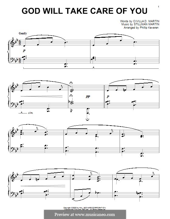 God Will Take Care of You: For piano by W. Stillman Martin