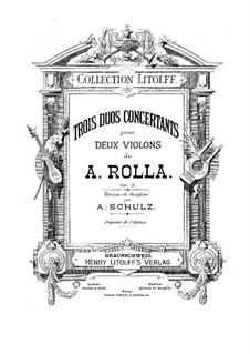 Three Concert Duos for Two Violins, BI 232, 143, 216 Op.3: Three Concert Duos for Two Violins by Alessandro Rolla