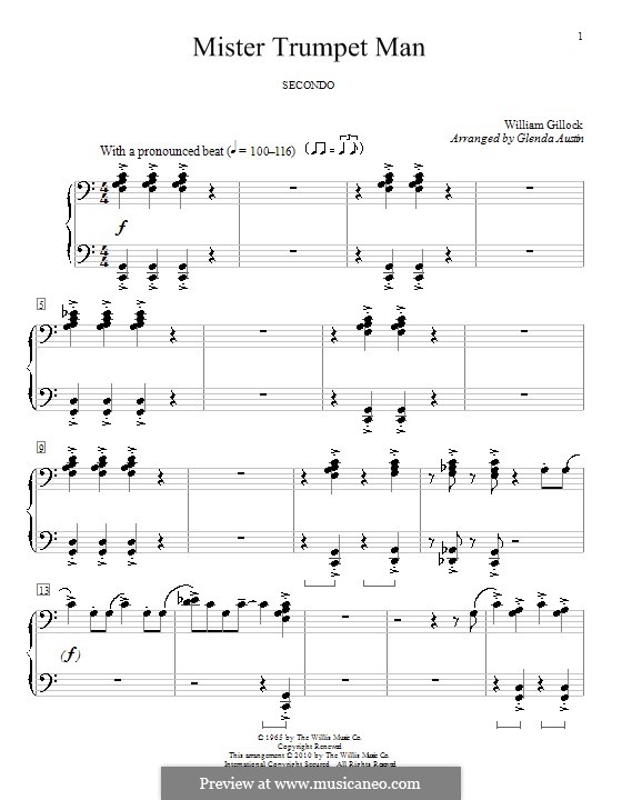 Mister Trumpet Man: For piano four hands by William Gillock