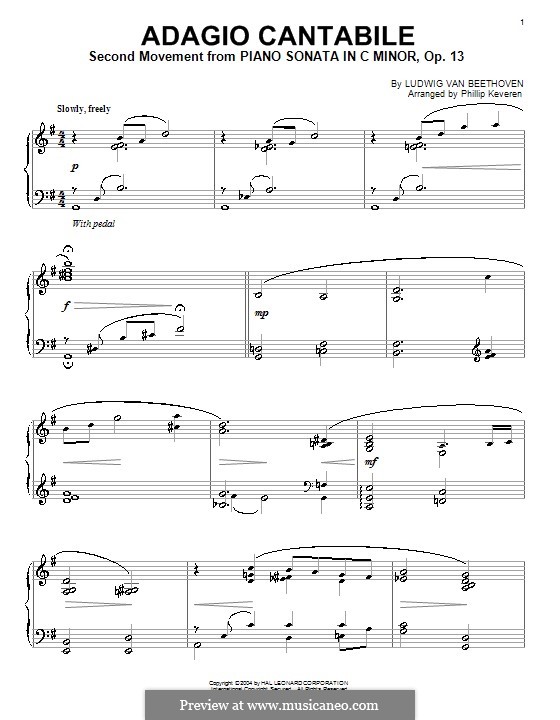 Movement II (Printable scores): Version by Keveren by Ludwig van Beethoven