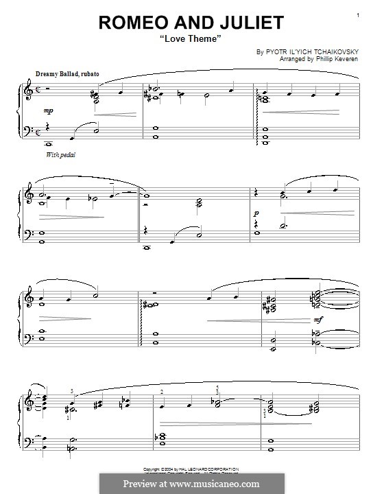 Love Theme: Arrangement for piano (jazz version) by Pyotr Tchaikovsky