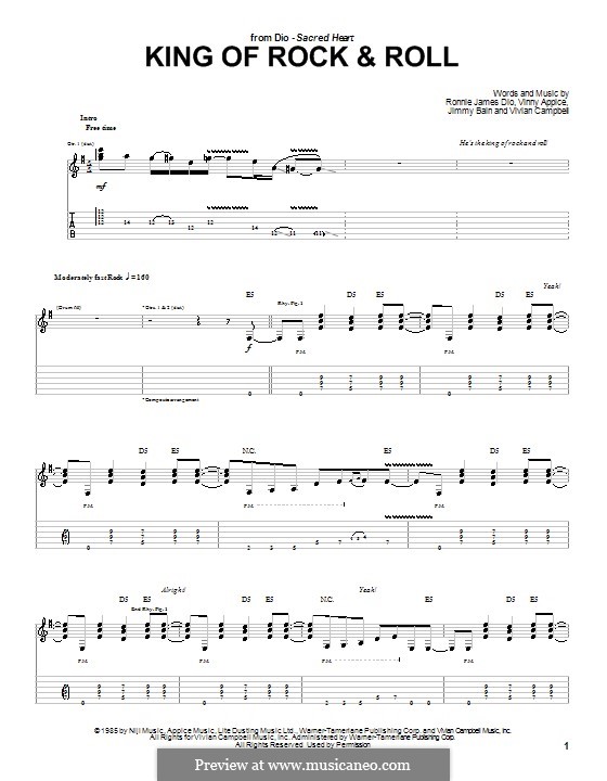 King of Rock & Roll (Dio): For guitar with tab by Jimmy Bain, Ronnie James Dio, Vinny Appice, Vivian Patrick Campbell