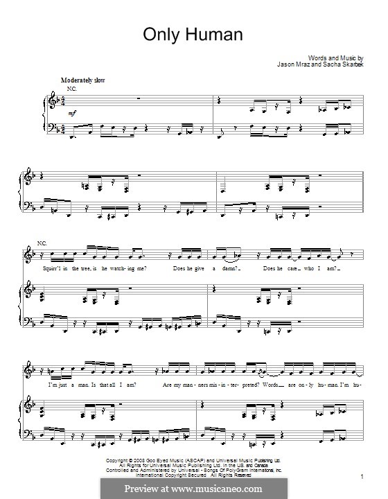 Only Human: For voice and piano (or guitar) by Sacha Skarbek