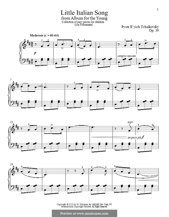 No.15 Italian Song: For piano by Pyotr Tchaikovsky