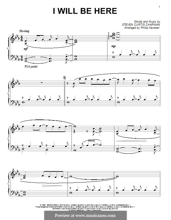 I Will Be Here: For piano by Steven Curtis Chapman