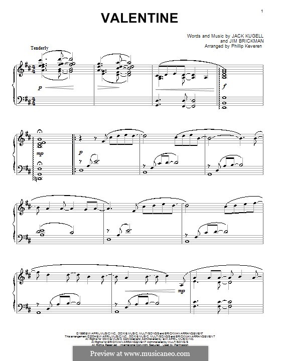 Valentine: For piano by Jack Kugell, Jim Brickman