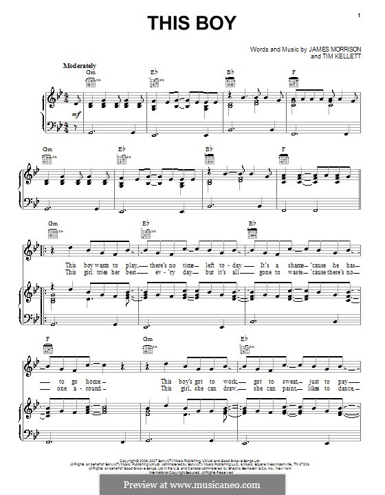 This Boy: For voice and piano (or guitar) by James Morrison, Tim Kellett