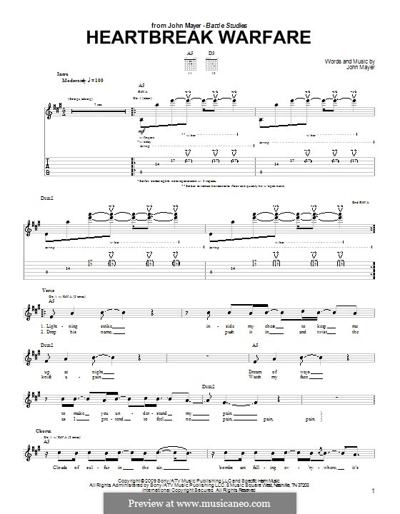 Heartbreak Warfare: For guitar with tab by John Mayer