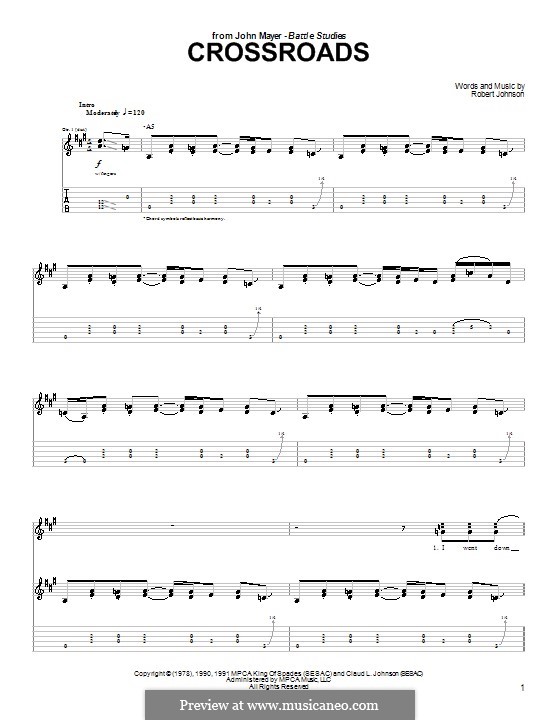 Cross Road Blues (Crossroads): For guitar by Robert Leroy Johnson