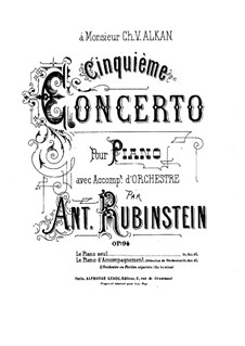 Concerto for Piano and Orchestra No.5 in E Flat Major, Op.94: Version for piano by Anton Rubinstein