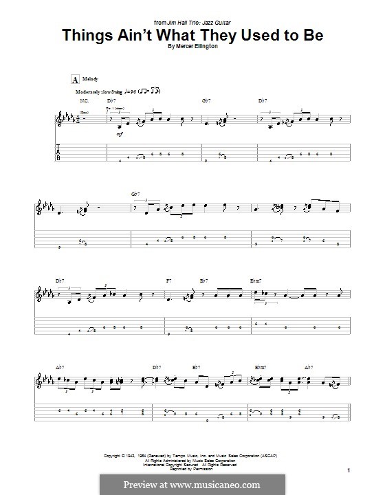 Things Ain't What They Used To Be: For guitar with tab by Mercer Ellington