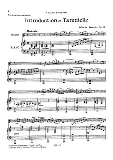 Introduction and Tarantella, Op.43: Score for two performers, Solo part by Pablo de Sarasate