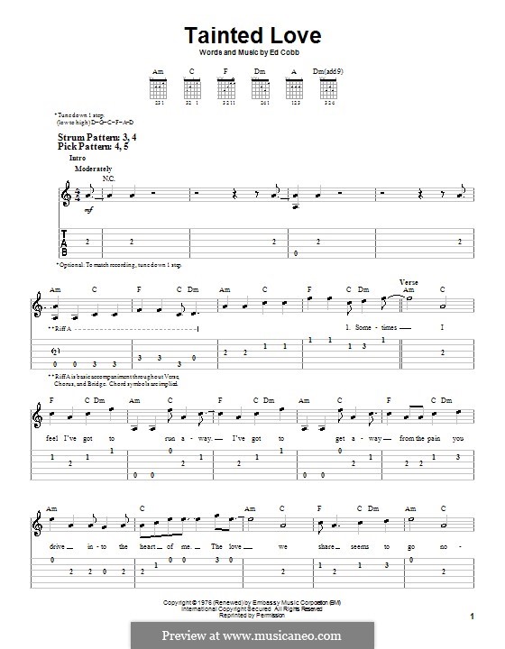 Tainted Love (Marc Almond & Soft Cell): For guitar (very easy version) by Ed Cobb