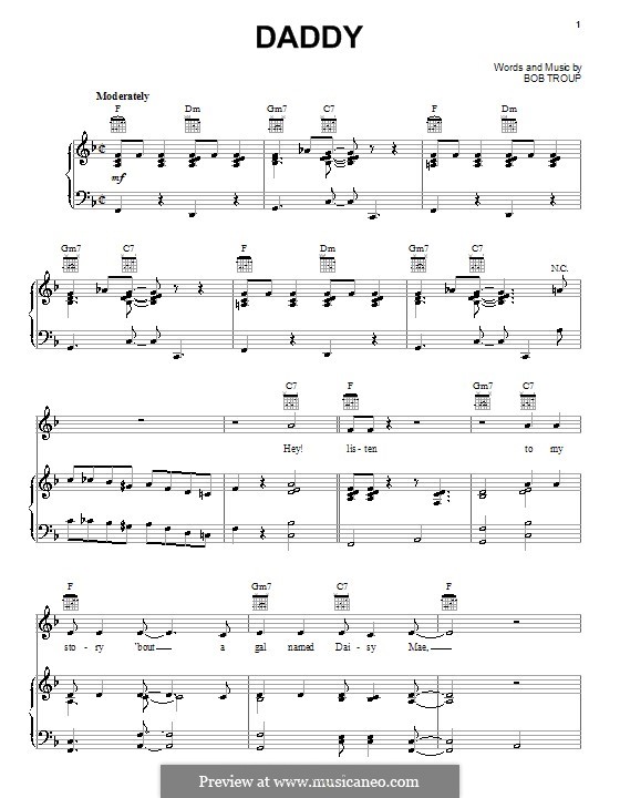 Daddy: For voice and piano (or guitar) by Bobby Troup